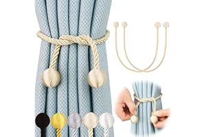 Hangtty 2 Pack Curtain Tiebacks Elegant Decorative Curtain Tie Backs Rope Curtain Holders for Drapes Window Treatment Holdbacks for Drapes or Curtains, Beige