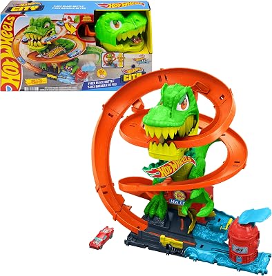 City T-Rex Flammenkampf und 1:64 Druckguss-Auto
