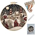 YJHAT Christmas Embroidery Kit,Stamped Embroidery Starter Stitch Kit,Needlework Sewing Craft Kit for Beginners Adults-Christm
