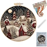 YJHAT Christmas Embroidery Kit,Stamped Embroidery Starter Stitch Kit,Needlework Sewing Craft Kit for Beginners Adults-Christm