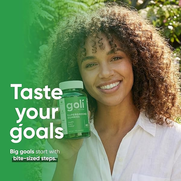 GOLI SUPERGREENS VITAMIN GUMMY – 120 COUNT – ESSENTIAL VITAMINS AND MINERALS – PLANT-BASED, VEGAN, GLUTEN-FREE & GELATIN FREE – HEALTH FROM WITHIN, PACK OF 2