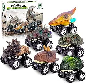 Dinosaur Toys for 3 Year Old Boys, Pull Back Dinosaur Toys for 5 Year Old Boy 6 Pack Set Car Toys for 4 Year Old Boys Christmas Birthday Gifts for Kids 2 3 4 5 6 Year Old Boys Girls