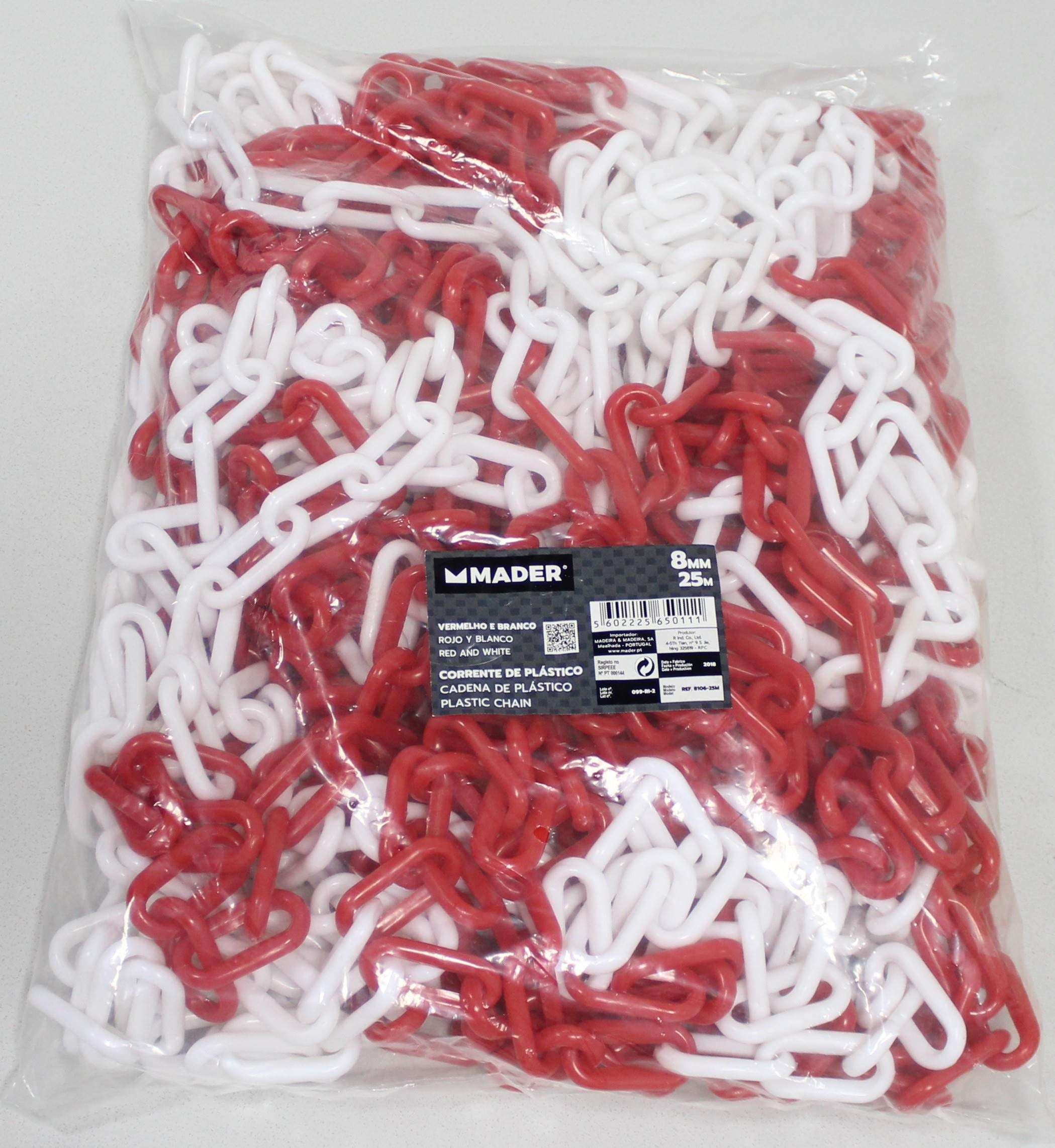 Plastic Chain 8 mm x 25 m Red and White – 65011