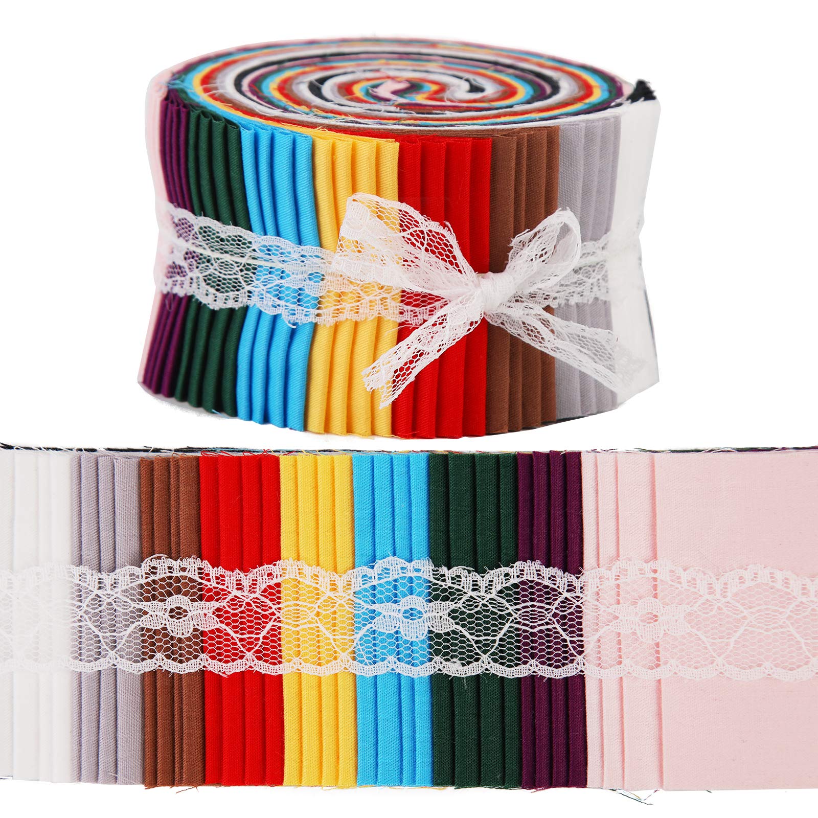 40 Pcs Jelly Rolls for Quilting, Pre-Cut Jelly Roll Fabric in Vivid Colors, Jelly Roll Fabric Strips for Quilting, Jelly Rolls for Quilting Clearance, Fabric Jelly Rolls with Different Patterns
