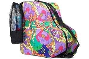 Fydelity Cute Roller Skate Bags for Women; Ideal Quad Roller Skate Bag or Roller Skate Bags for Girls; Use as Ice Skating Bag, Figure Skating Bag, Ice Skate Bags for Girls w/Clip-On Water Bottle Bag