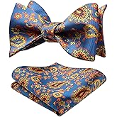 HISDERN Bow Ties for Men Paisley Bowties Mens Self Tie Bow Tie and Pocket Square Set Formal Tuxedo Wedding Bowtie