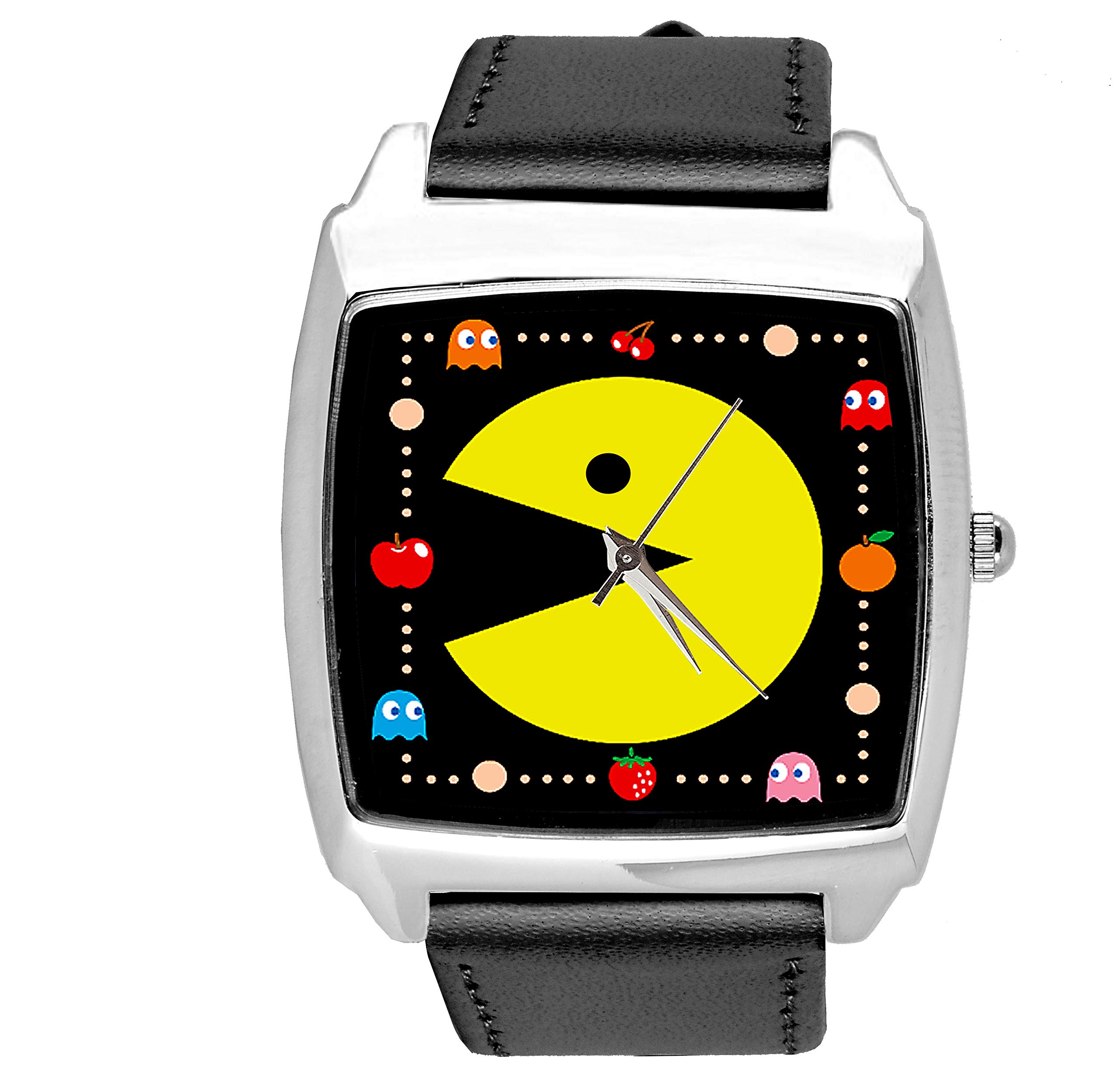 TAPORT Black Leather Square Watch for Game Fans