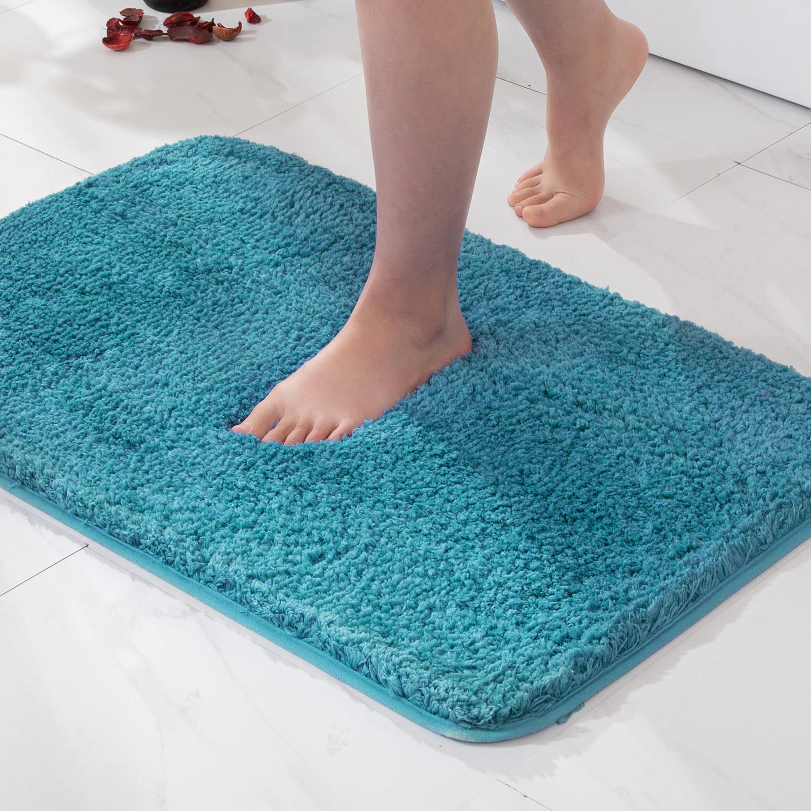 MIULEE Bath Mat Non Slip Absorbent Bathroom Soft luxurious Shower Small Mat Doormat Inside Rugs Kitchen Rugs Carpet Mat Washable for Bathroom Bedroom Kitchen Entrance 50x80 cm Blue Green
