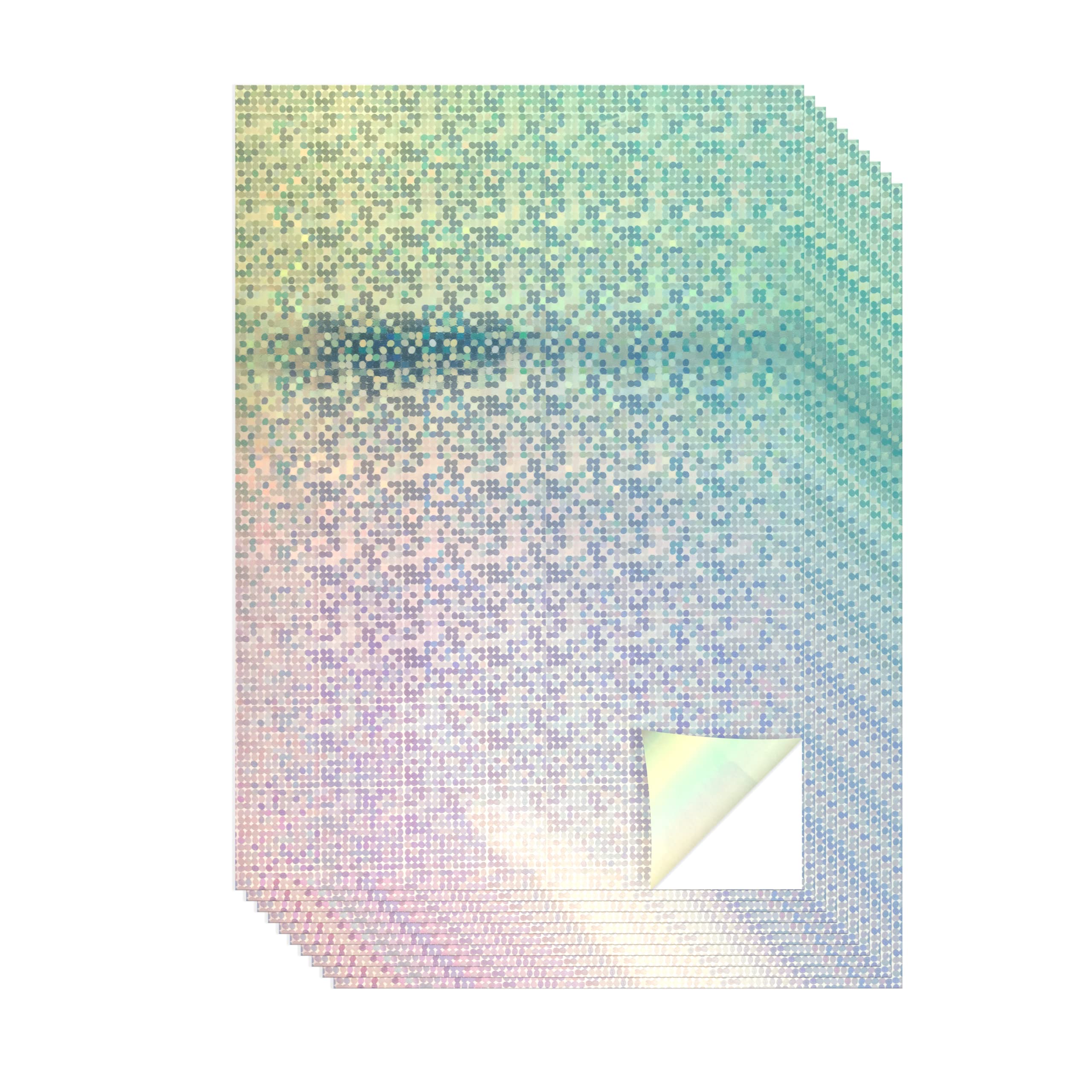 Evergreen Goods 10 Sheets A4 Holographic Silver Printable Vinyl - Inkjet & Laser Compatible, Waterproof, Glossy, Perfect for Cricut & Silhouette Cutters, Stunning Designs (Spots Pattern)