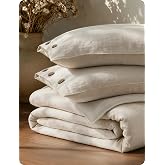 Bedsure PureWoven Linen Duvet Cover Cal King, Linen Cotton Blend, Natural | Pre-Washed Cooling Duvet Cover for Hot Sleepers, Breathable, Moisture-Wicking, Button Closure &amp; Corner Ties, All-Season