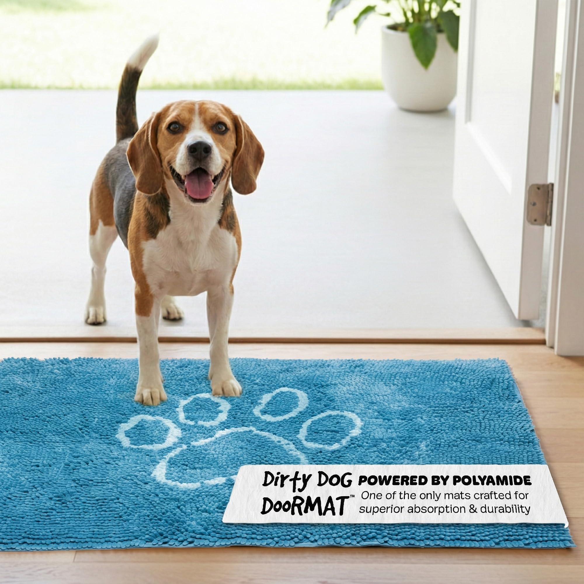 Dog Gone Smart Dirty Dog Microfiber Doormat, Super Absorbent Machine Washable with Non-Slip Backing, Medium, Aqua