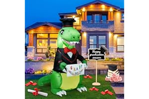 SHDEJTG InfleasJoiy 5ft Graduation Doctor Dinosaur Inflatable Decoration, Holiday Yard Decoration with LED Lights, Outdoor Inflatable Decoration for Yard, Garden, Patio