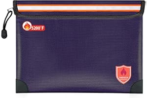 Orikithem Fireproof Document Bag - 5200°F with Heat Insulated,Fireproof Money Bag for Cash with Zipper and Reflective Strip,Waterproof Document Pouch and Fireproof Box for Valuables,Medium Blue