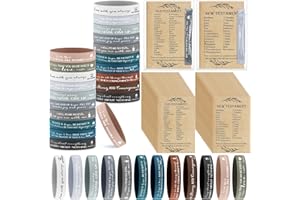 HyDren 36 Sets Christian Gifts Bulk Back to School VBS Bible Verse Bracelet with Religious Learning Chart Scripture Jesus Prayer Card for Christmas Sunday School Teachers Women Men(Dark Color)