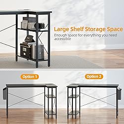 TIQLAB Small L Shaped Computer Gaming Corner Desk