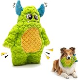 Bite Force Dog Toy - Large Durable &amp; Strong Plush Green Monster Dog Toy, Kevlar-Reinforced for Aggressive Chewers