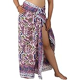 100% Cotton Sarong Coverup for Women Indian Hand Block Print Swimsuit Pareo Wrap Skirt Beach Bikini Cover Up Long (73" x 43")