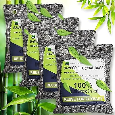RUN HELIX Bamboo Activated Charcoal Air Purifying Bags 4x200g Odor Eliminator