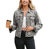 Glamaker Womens Jean Jacket 2026 Basic Trendy Long Sleeve Denim Jackets Button Down Fitted Western Coat with Pockets