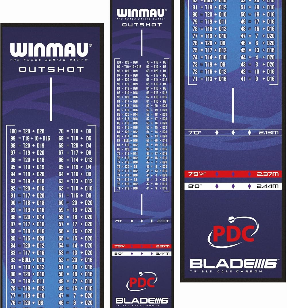 WINMAU Outshot Dart Mat with Throw Line for Soft Tip and Steel Tip