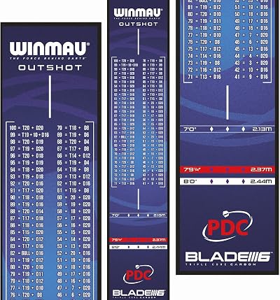 WINMAU Outshot Dart Mat with Throw Line for Soft Tip and Steel Tip