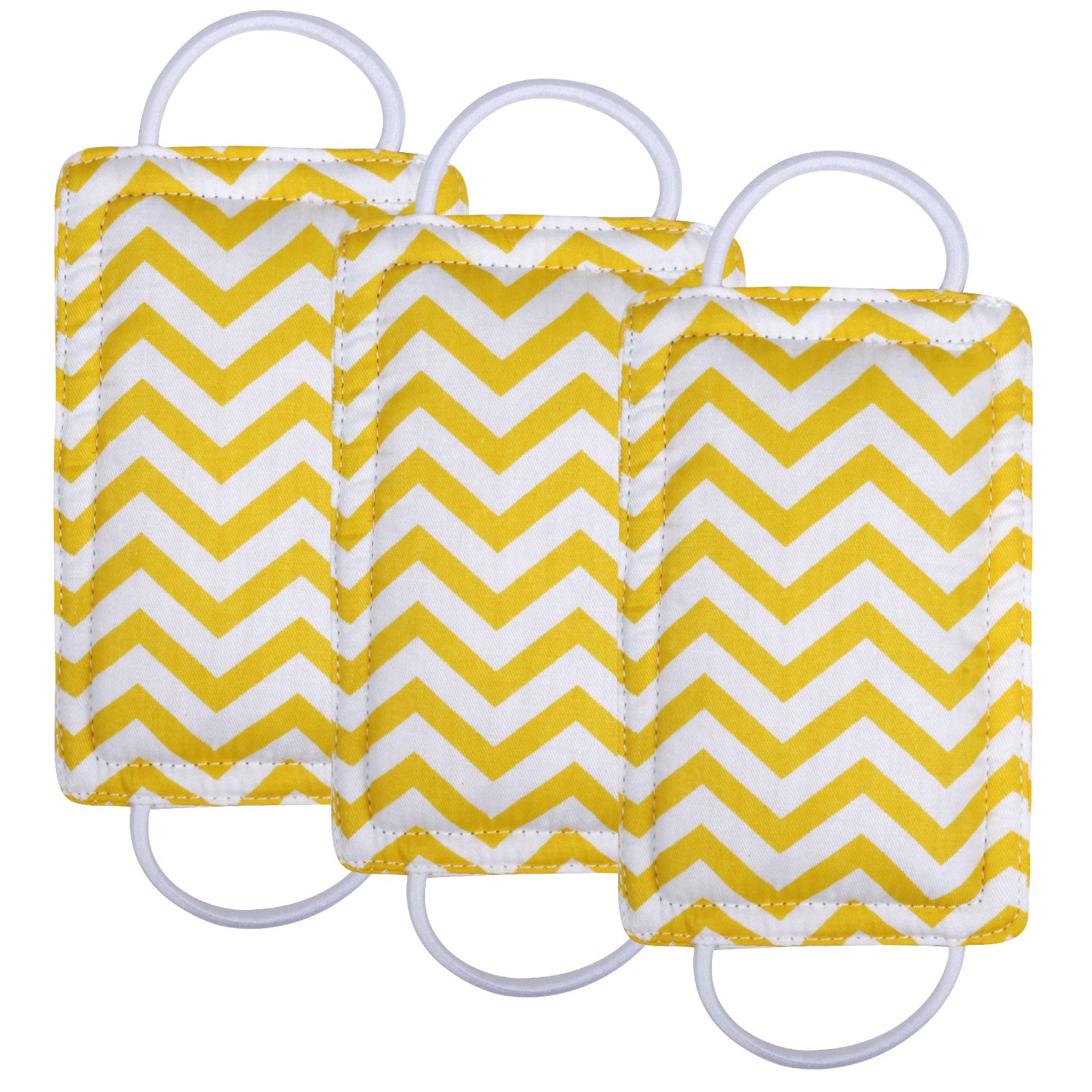 ICObuty Door Silencer Door Jammer Door Closer Cushion Nursery Door Silencer Door Latch Cover 3 Pack for Noise Reducing Quiet Doors Baby Toddler Safety 3.25 x 5.5 Inch (Yellow Chevron)