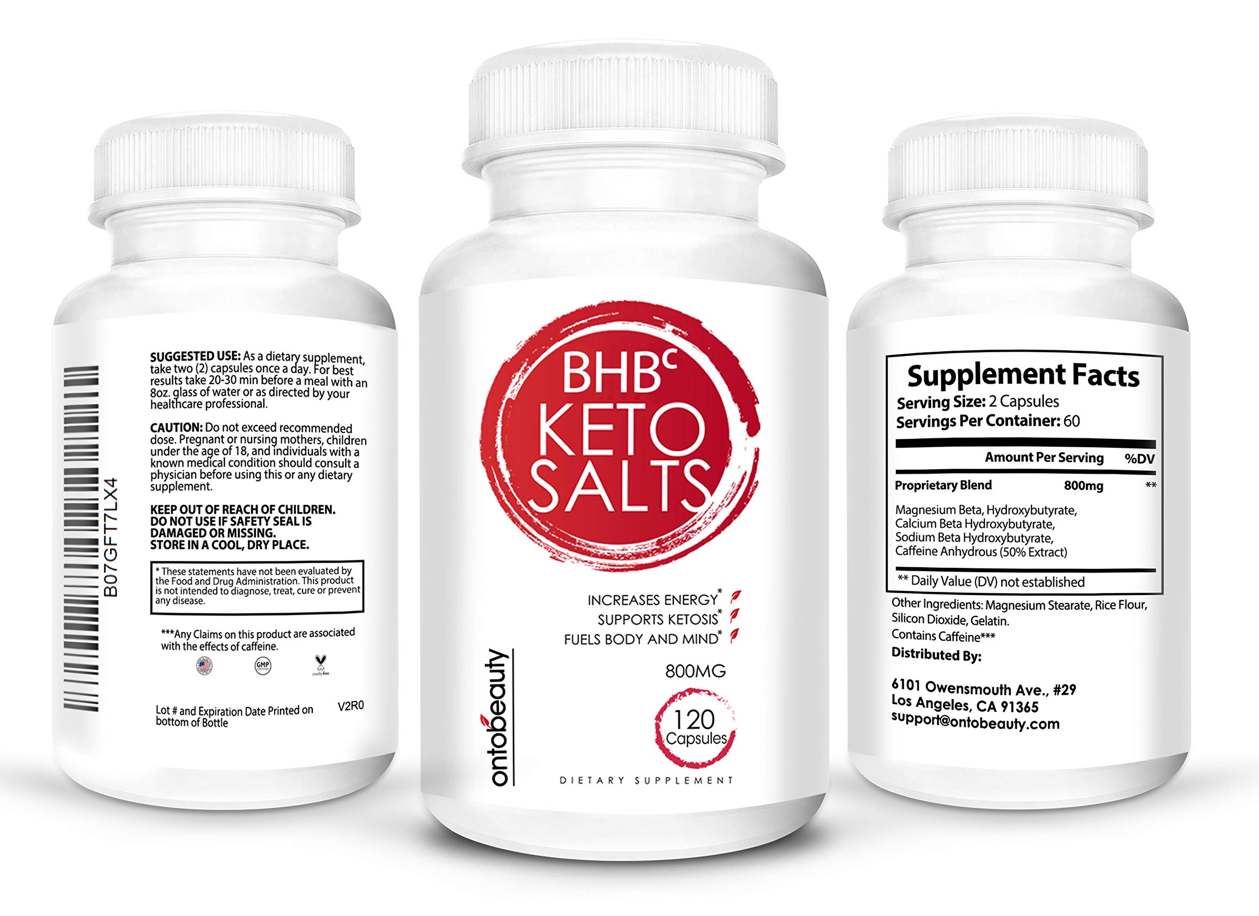 Keto BHB Salts, Exogenous Ketones for Ketosis Support and Weight Loss, Beta-Hydroxybutyrate, Boosts Energy, Improves Focus, Effectively Manages Fat, 120 Capsules, 60 Servings, 2-Month Supply