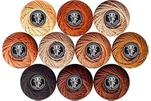 COLORED BIRD Crochet Thread 10 Balls Size 8 for Crochet Cross Stitch Needlepoint Hand Embroidery (caffee Series)