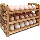 CVHOMEDECO. Wooden Egg Holder Countertop Fresh Egg Holders Firewood Egg Collecting Rack for Gathering Fresh eggs, Stackable with 54 eggs, Home Kitchen Organizer, Set of 3 PCS
