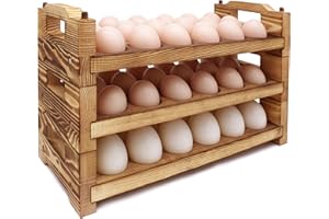 CVHOMEDECO. Wooden Egg Holder Countertop Fresh Egg Holders Firewood Egg Collecting Rack for Gathering Fresh eggs, Stackable w