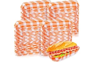 Bicuces 300 Pcs Paper Hot Dog Trays Paper Food Trays Hotdog Serving Tray Hot Dog Wrapper Holder Food Boats Disposable Hotdog 