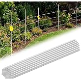 Maasechs 20 Pcs Fiberglass Fence Posts White Fiberglass Rods, 3/8" X 48" | Garden Stakes Fencing, for Plants, Tree Stakes, DIY Projects, Crafts, Livestock Containment, Temporary Electric Fence