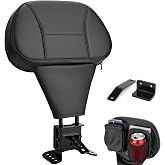 Wkocta Driver Rider Backrest, Adjustable Rider Backrest, Black Driver Backrest Fit for Harley Davidson Touring Street Glide Electra Glide Road Glide Road King 1997-2026