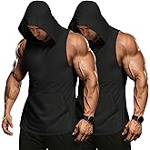 COOFANDY Men's 2 Pack Workout Hooded Tank Tops Bodybuilding Muscle Cut Off T Shirt Sleeveless Gym Hoodies