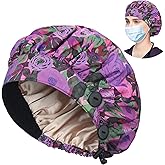 ABAMERICA Bouffant Caps with Button and Sweatband, Adjustable Scrub Caps for Women Men, One Size Multi Color