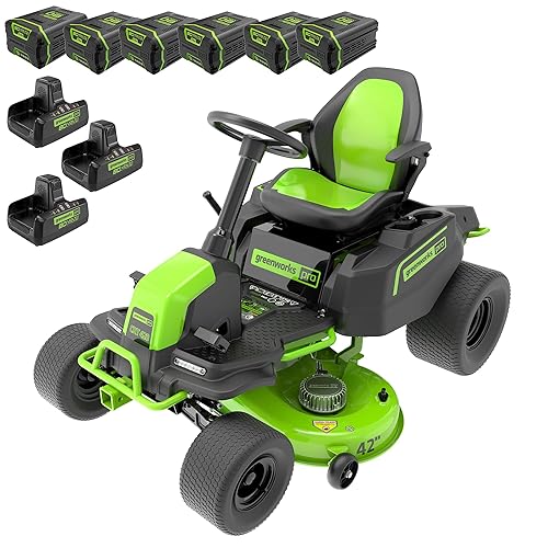 Greenworks PRO 80V 42” Electric Lawn Tractor, Riding Lawn Mower