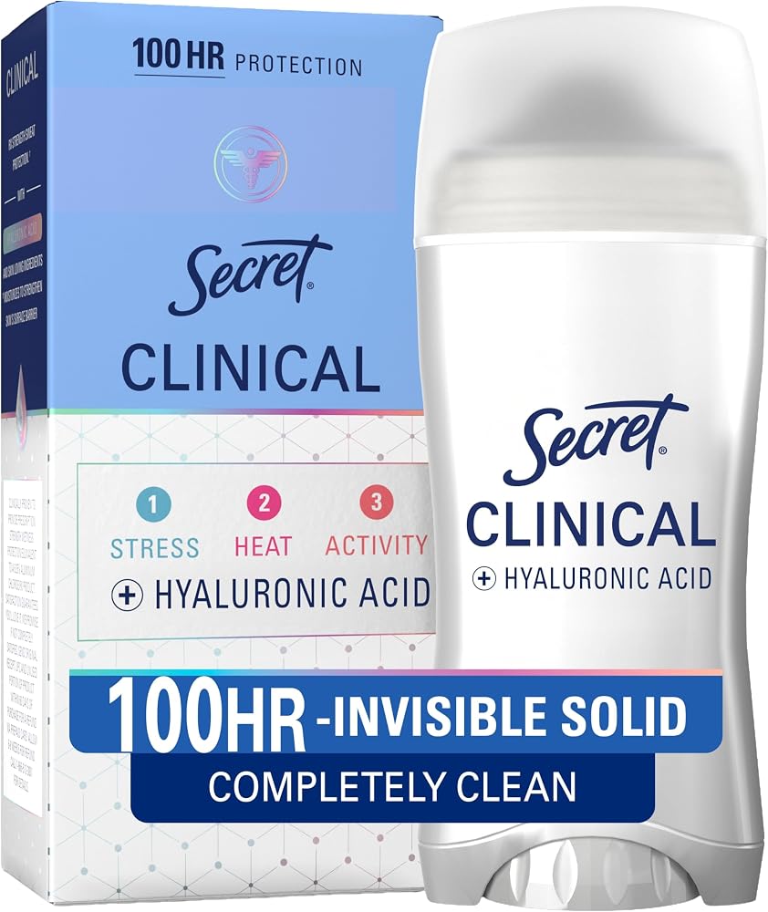 Secret Clinical Strength Invisible Solid Antiperspirant Deodorant for Women, 100HR Sweat & Odor Protection, 3X Stress Protect