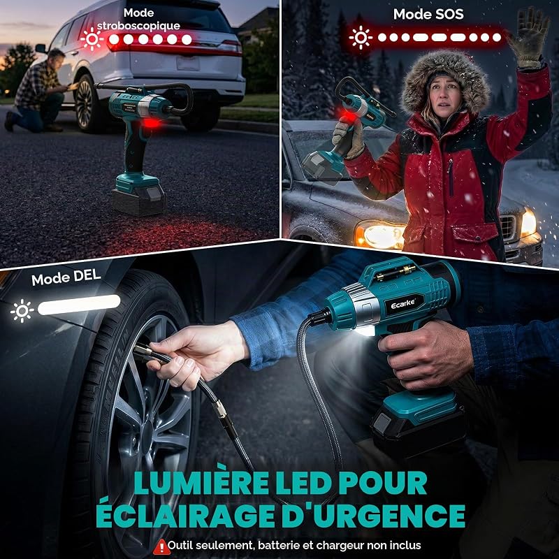 160 PSI Pompe à Air Portable Compatible avec Makita 20V（Piles non incluses）