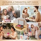 Yintiny Brown Leather CD Player With Speakers Home Decor Portable view 6