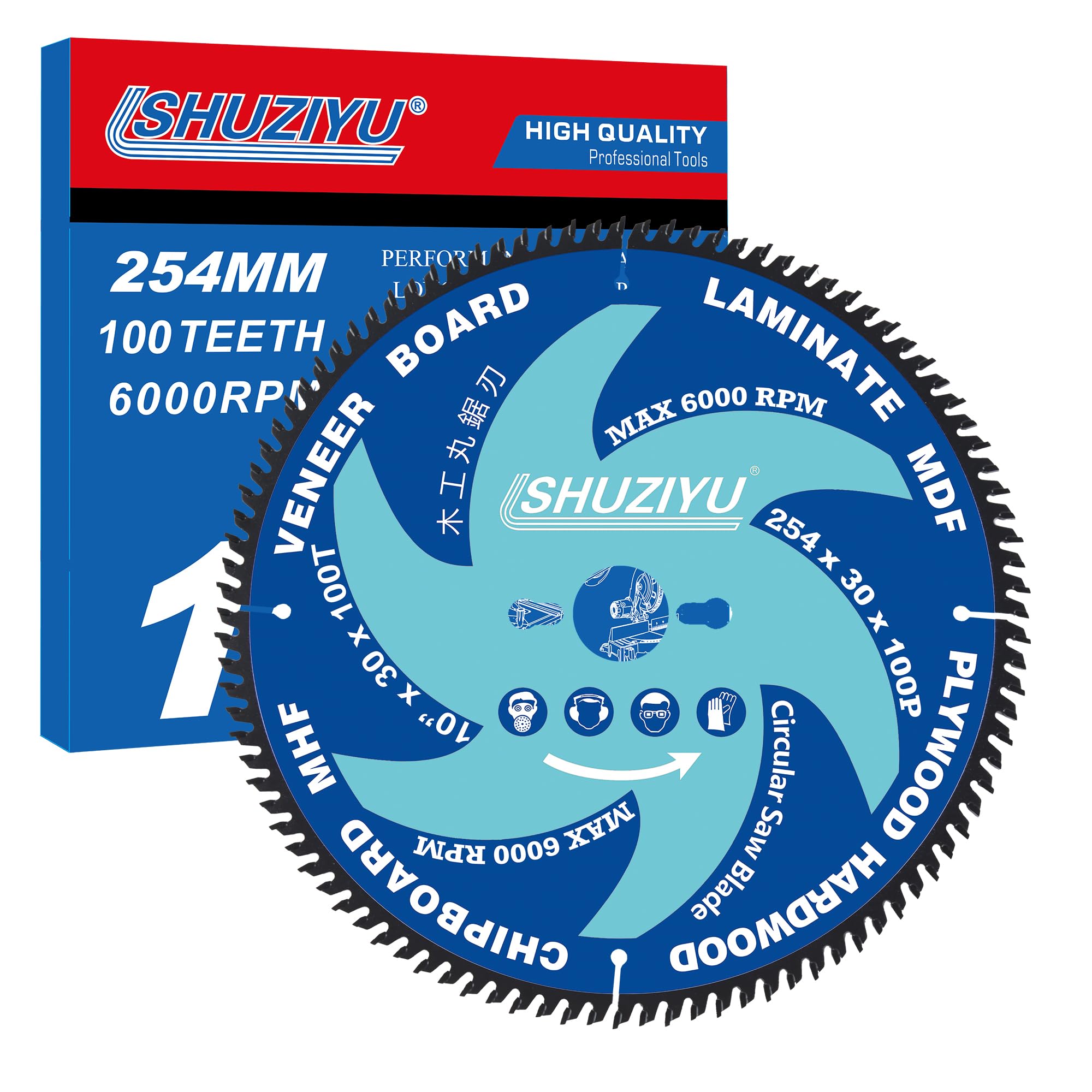 LSHUZIYU. 254mm 100T, Centre hole 30mm with 25.4-22.23-20-15.88mm Washer. Wood Working Circular Saw Blade. Mitre Saw Blade, Table Saw Blade