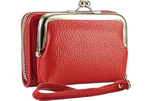 HUIKEYA Women's Small Wallet, Women's Coin Wallet, Coin Pouch, Wristlet Soft Leather Wallet, Novelty Wallet，credit card case for women(Red)