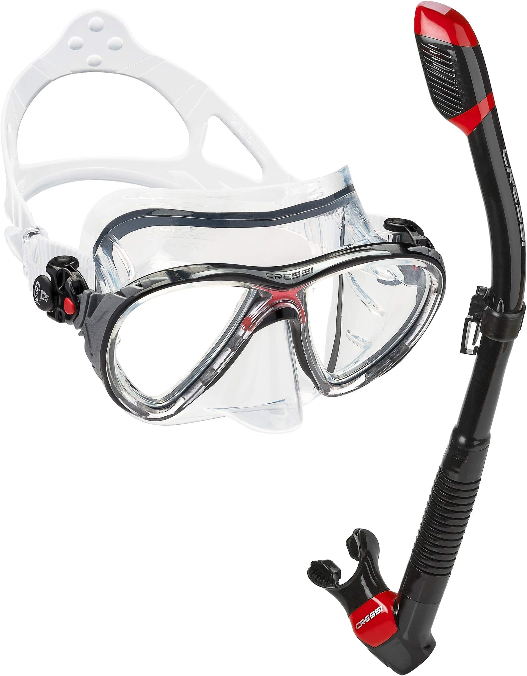 Cressi Italian Made Big Eyes Evolution Scuba Snorkeling Dive Mask, with Premium Dry Top Snorkel Set