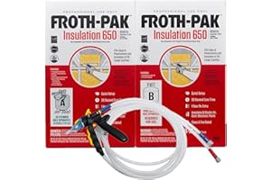 AWF PRO Froth-Pak 650 Closed Cell Spray Foam Insulation Kit, 15 ft Hose, 2 Part, Polyurethane, Yields Up to 650 Board Feet, Improved Low GWP Formula. Insulates Cavities, Penetrations & Gaps Up to 2" Thick