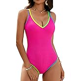 Blooming Jelly Womens One Piece Swimsuit Slimming Modest Bathing Suit Ribbed Athletic Swim Suits 2025 Color Block Swimwear