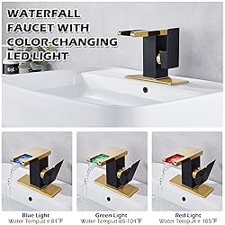 Bathroom Faucet Single Hole Handle LED Waterfall