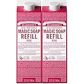 Dr. Bronner's Magic Soap-Pure-Castile Liquid Soap Refill (Rose 32 ounce, 2-Pack)-Regenerative Organic Certified Oils, For Body, Hair, Laundry, Pets & Dishes, Concentrated, Vegan, Non-GMO