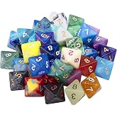 AUSTOR 42 Pieces Polyhedral Dice 8 Sided Game Dice D8 Dices Set | Mixed Color Dices Assortment, with a Black Velvet Storage Bag, for DND RPG MTG Table Games