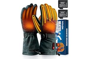 Heated Gloves for Men Women Rechargeable, 5 Heating Levels Heated Gloves, 7.4V 6400mAh Waterproof Heated Gloves for Winter Wo