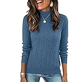 LOMON Women's Casual Turtleneck Sweaters Cable Knit Fall Long Sleeve Slim Fit Pullover Tops