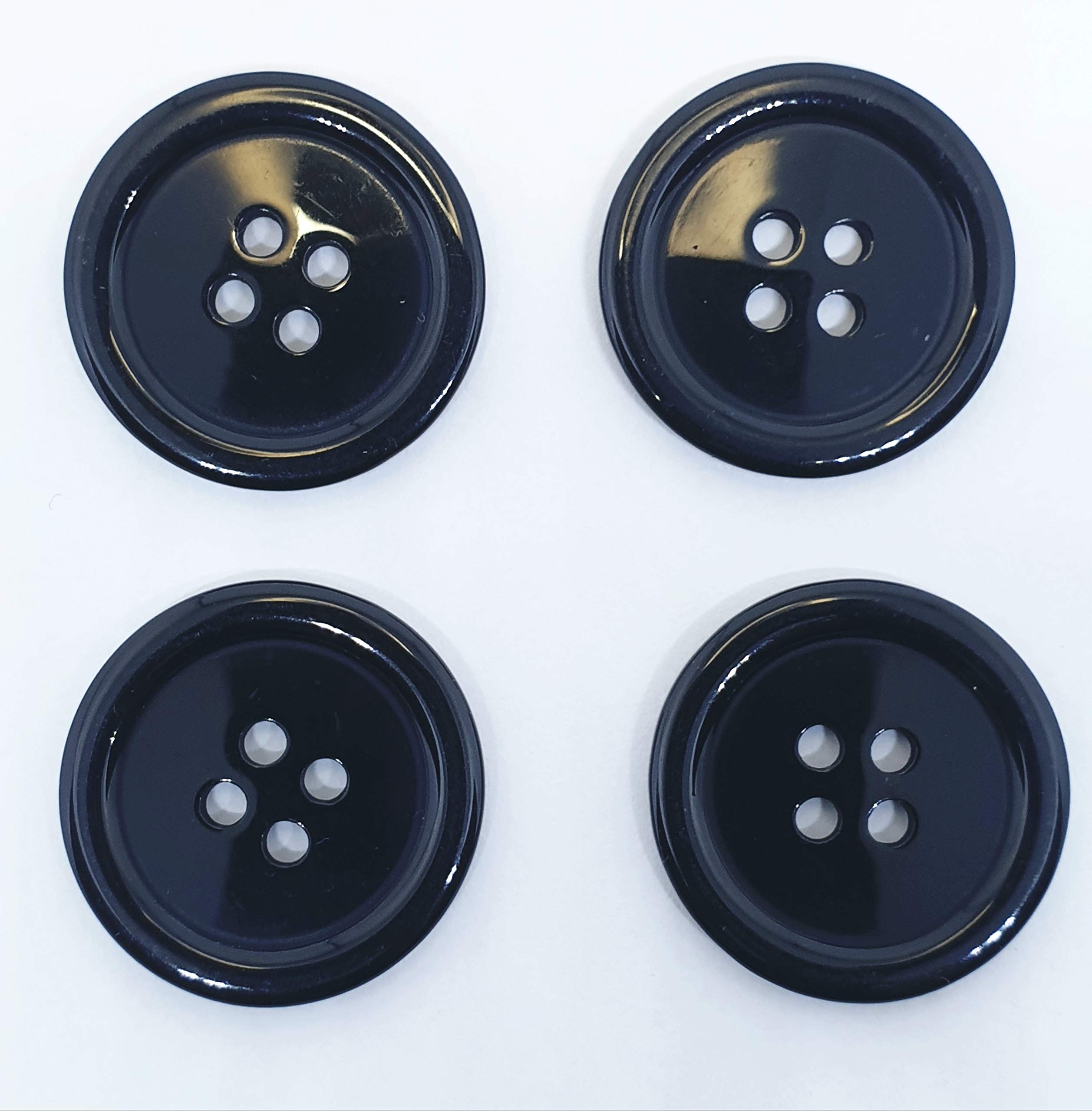 MajorCrafts® 24pcs 25mm Black 4 Holes Round Resin Sewing Buttons Needlework Arts and Crafts Embellishments